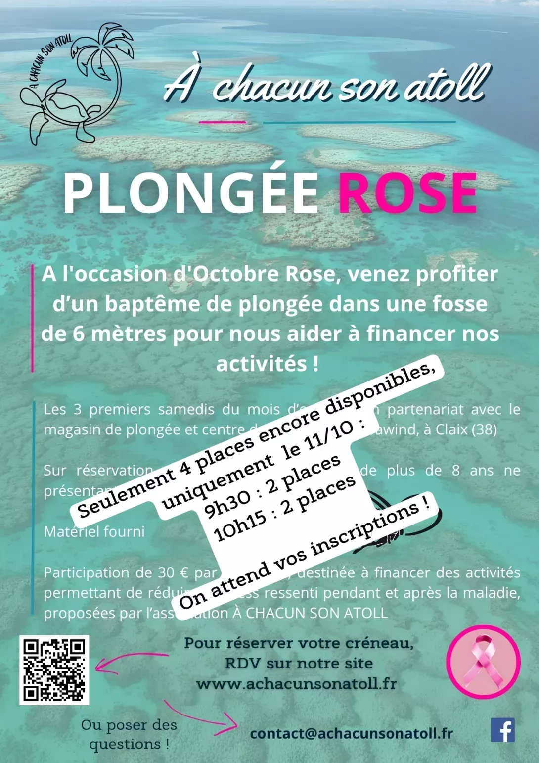 2ème édition de Plongée Rose, en partenariat avec le magasin Scubawind, à Claix (38) ! 